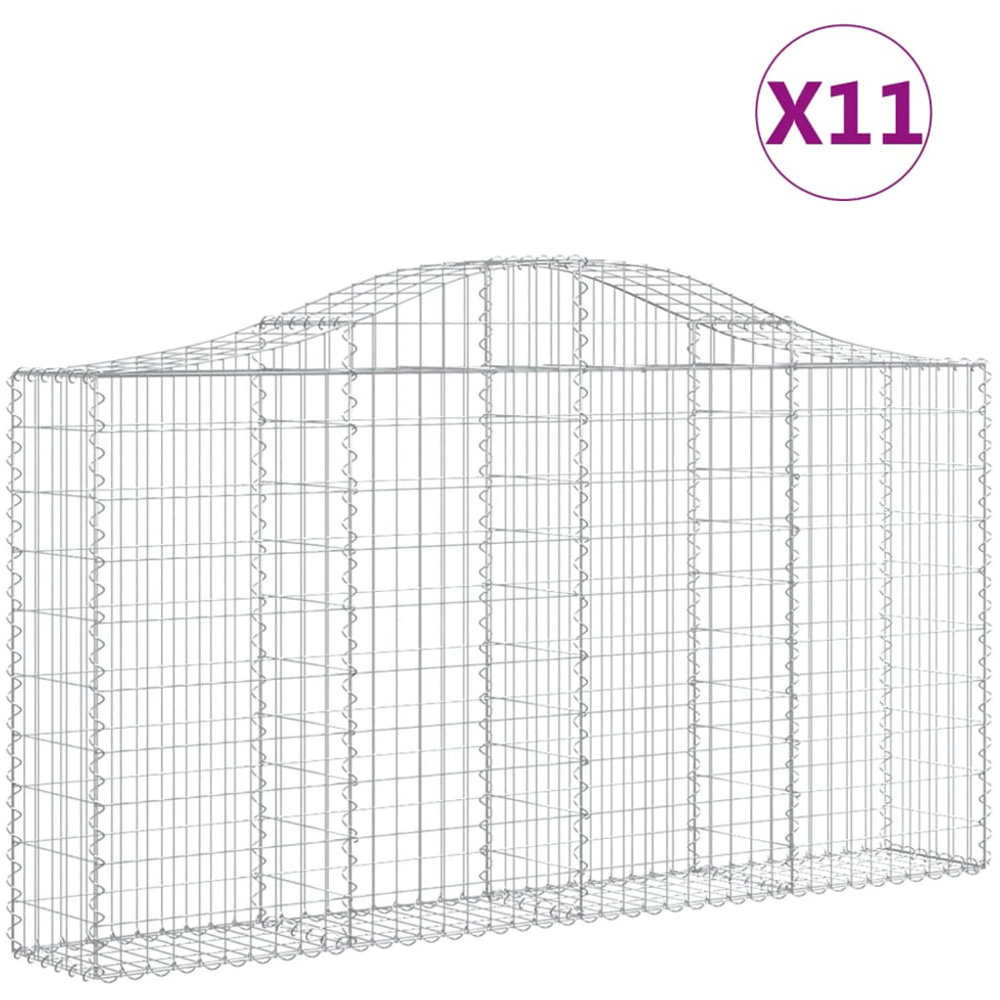 vidaXL Silver Galvanised Iron Gabion Basket 200 x 30 x 100/120cm 11 Pack Image 4
