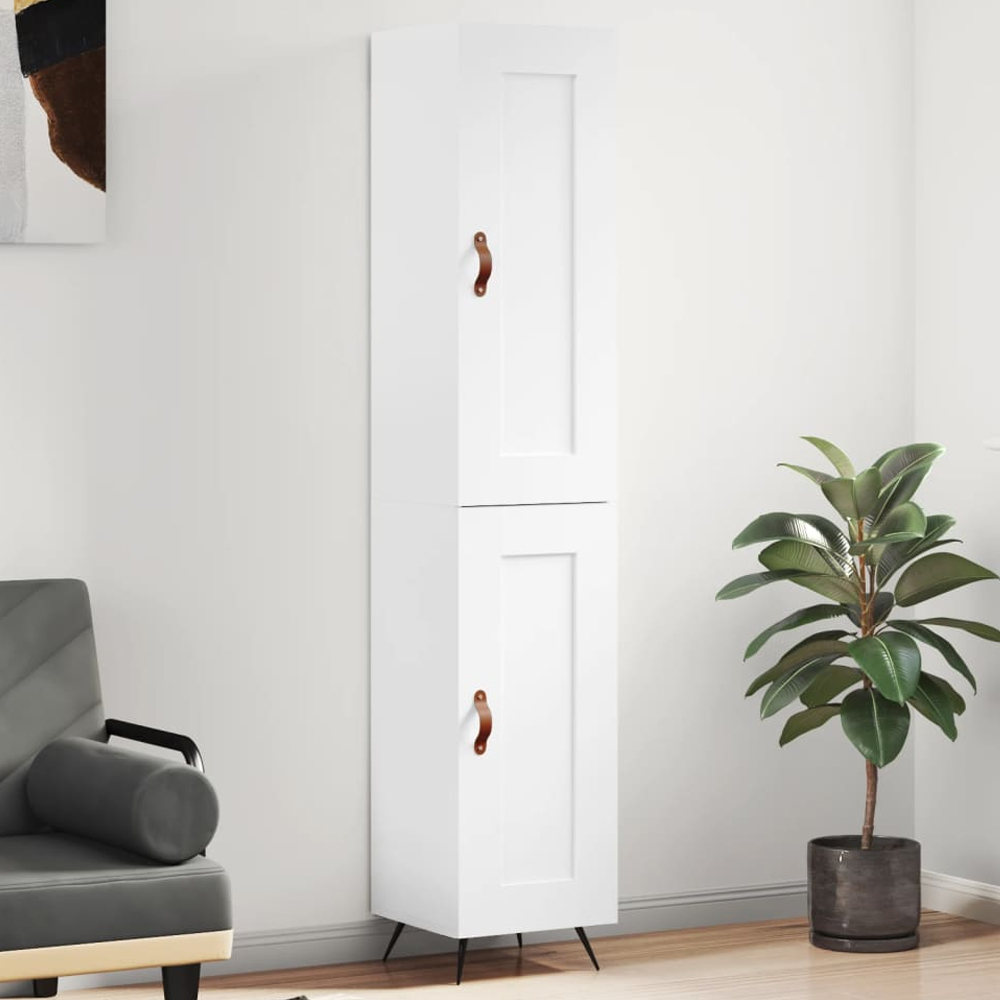 vidaXL 2 Door 6 Shelf High Gloss White Highboard Image 1