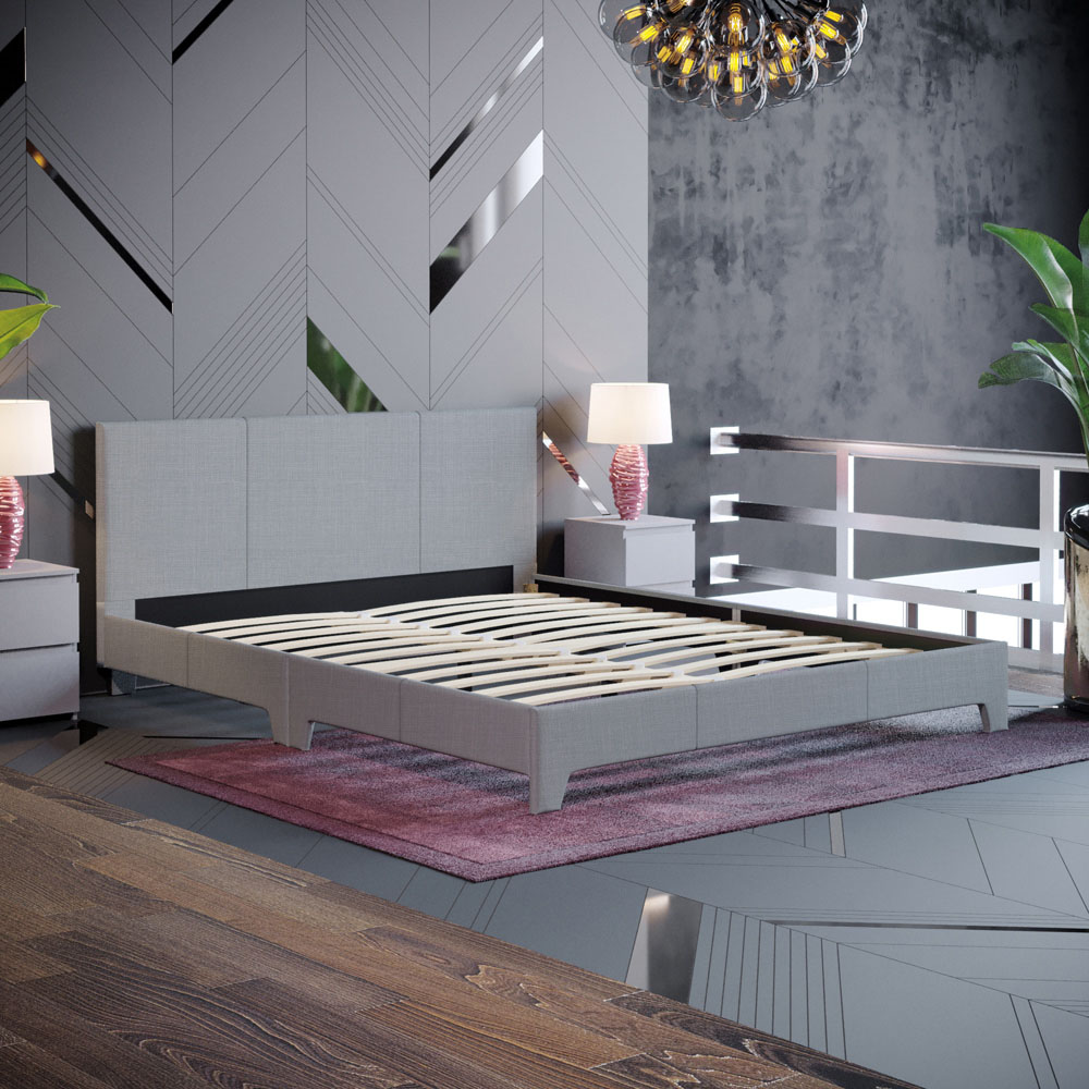 Vida Designs Victoria King Size Light Grey Linen Bed Frame Image 8