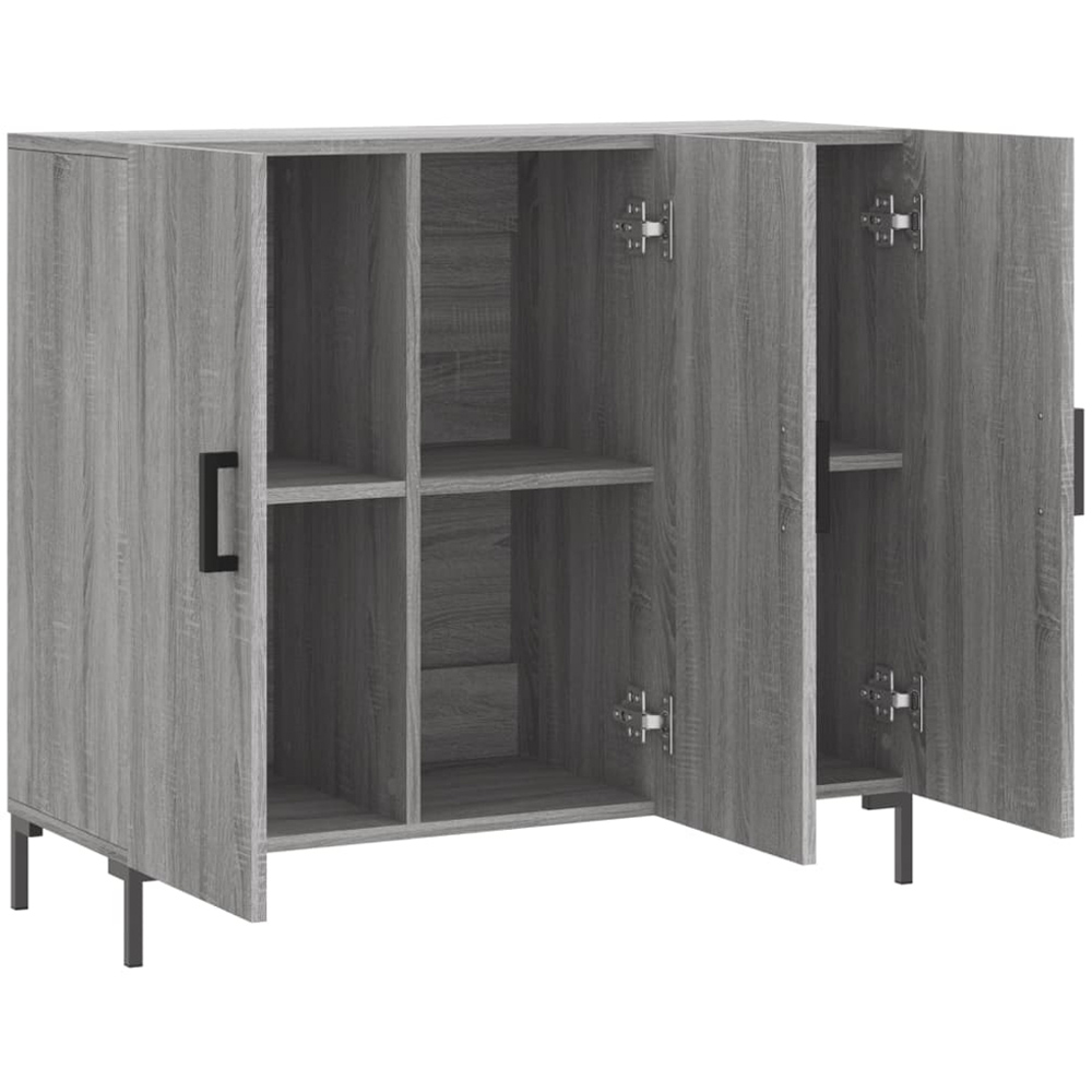 vidaXL 3 Door Grey Sonoma Wooden Sideboard Image 5