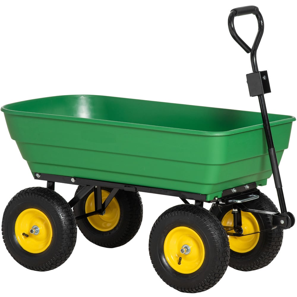 Outsunny Green Heavy Duty Trolley Garden Cart 125L Image 1