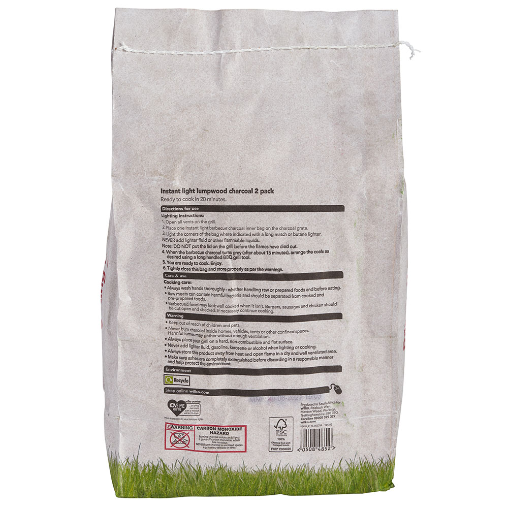 Wilko Instant Light Charcoal 2 Pack 2.5kg Wilko
