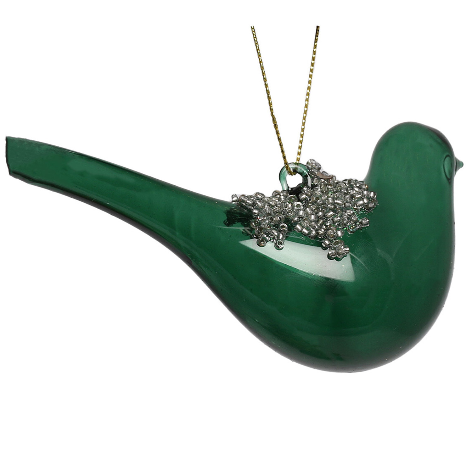 Royal Emerald Green Glass Bird Single Ornament Image