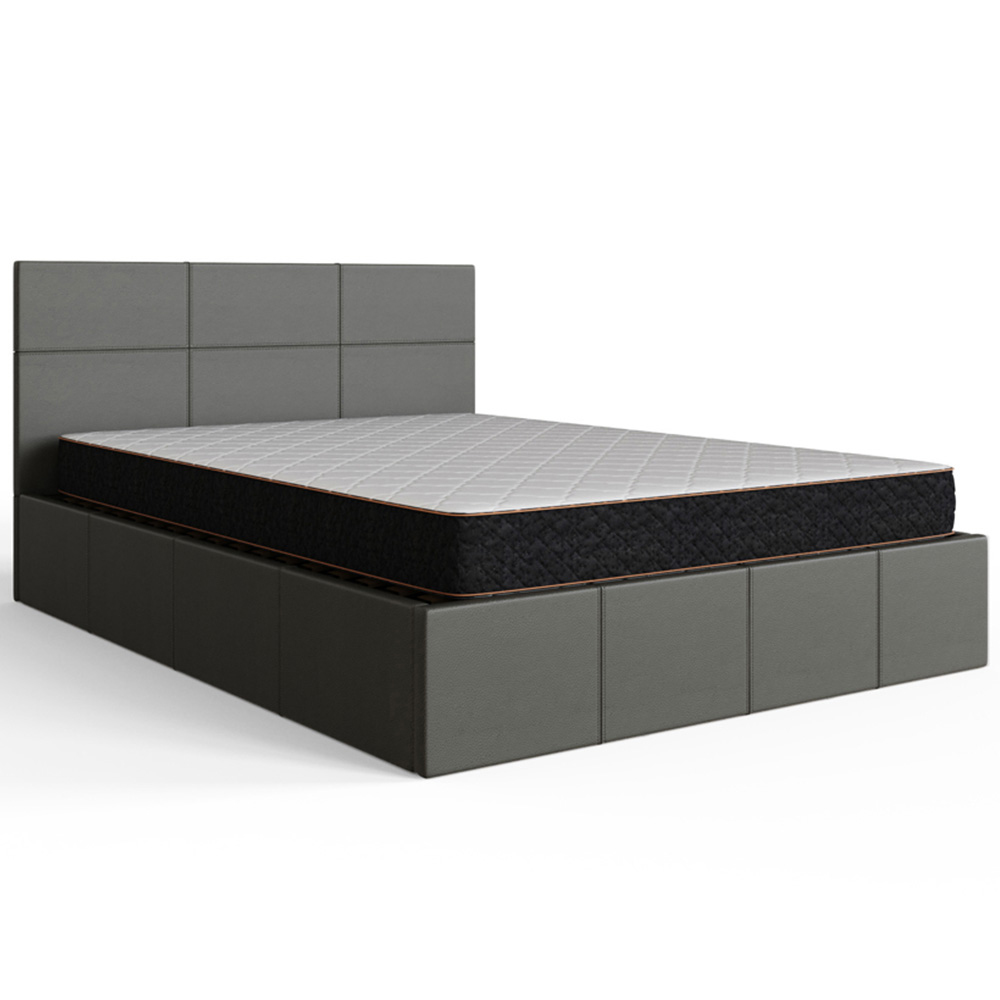 GFW Small Double Grey Faux Leather End Lift Ottoman Bed with Memory Pocket Spring Mattress Image 4