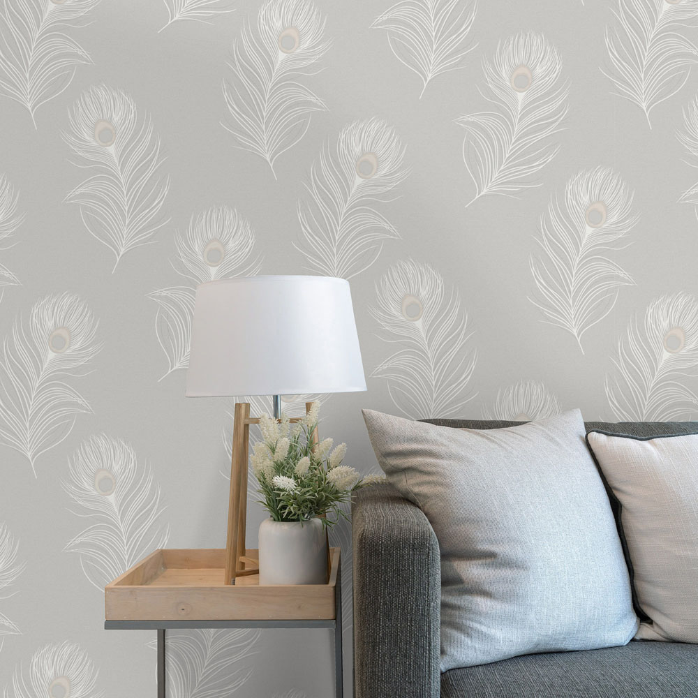 Holden Decor Pavona Grey Vinyl Wallpaper Image 3