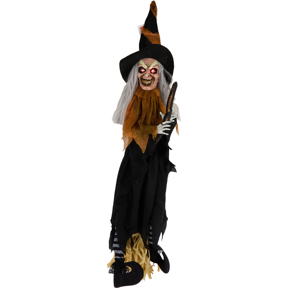 Animated Hanging Witch on Broom Decoration Image 3