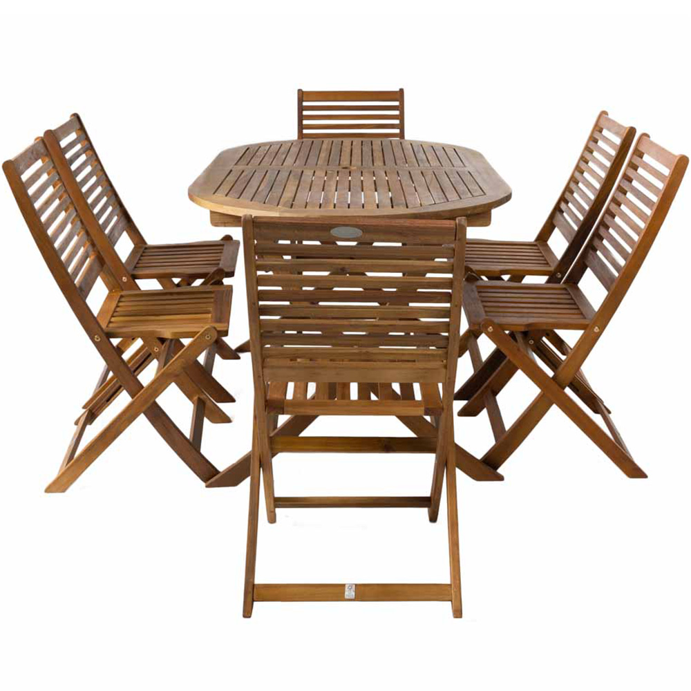 Charles Bentley FSC Acacia 6 Seater Oval Dining Set Image 3