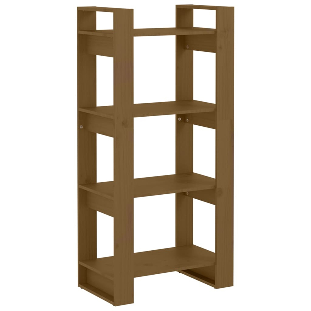 vidaXL 4 Shelf Honey Brown Solid Wood Bookcase Image 2