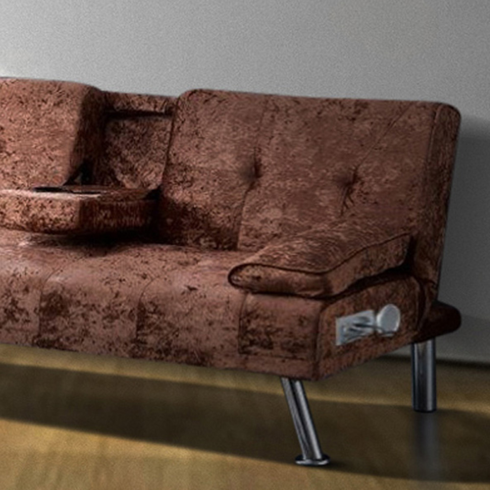 Brooklyn Verona Double Brown Crush Velvet Sofa Bed with Bluetooth Image 2