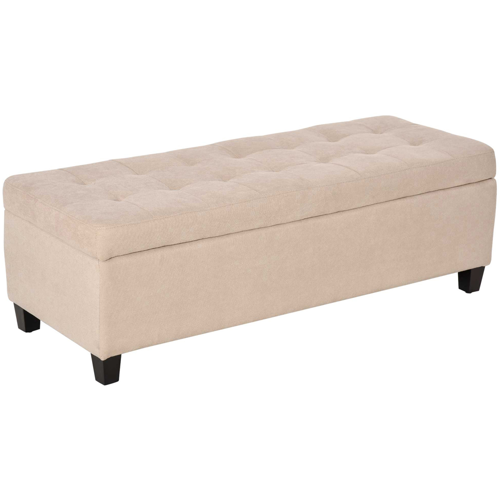 HOMCOM Beige Linen Tufted Bed End Ottoman Bench Image 2