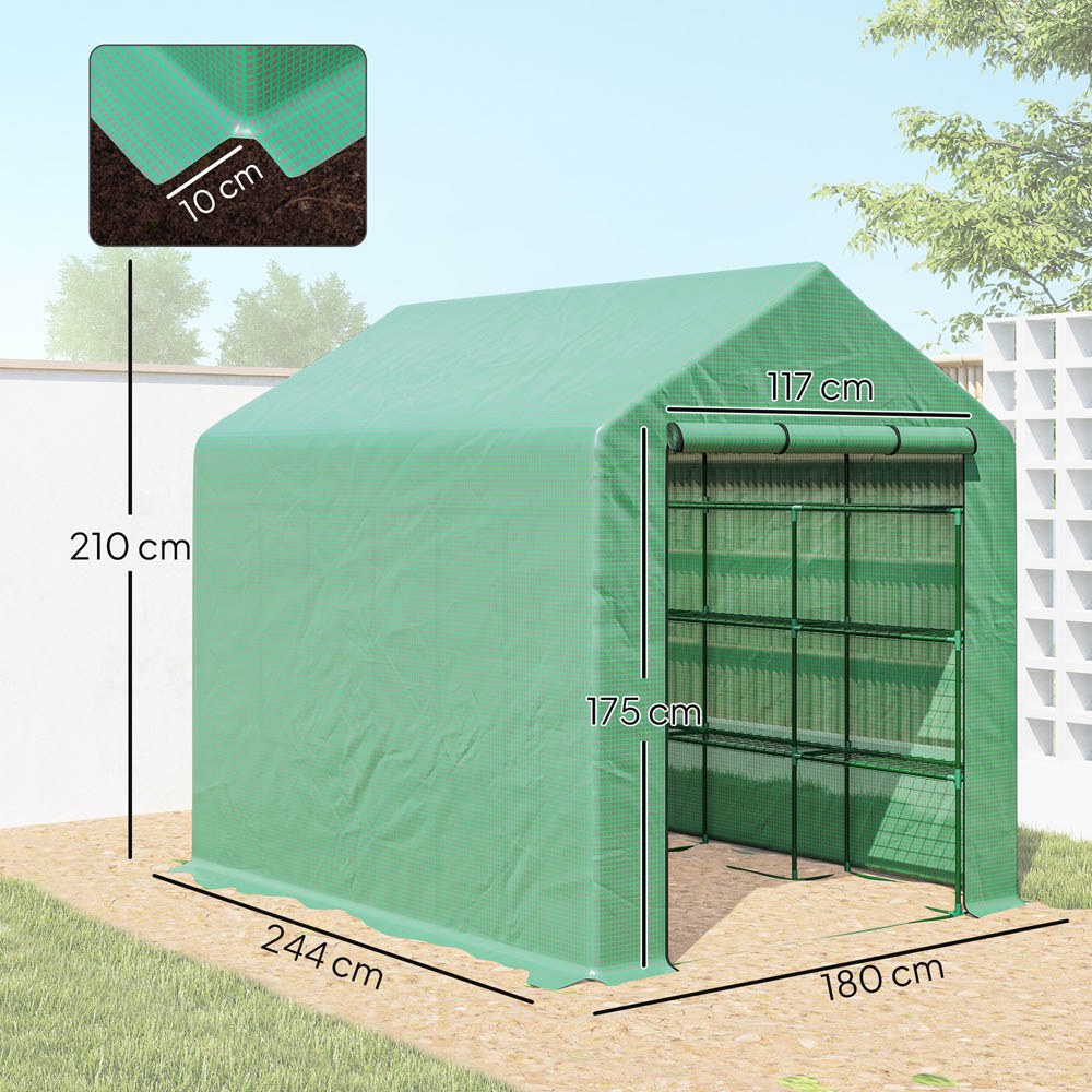 Outsunny Green 8 x 6ft Walk In Polytunnel Greenhouse Image 8