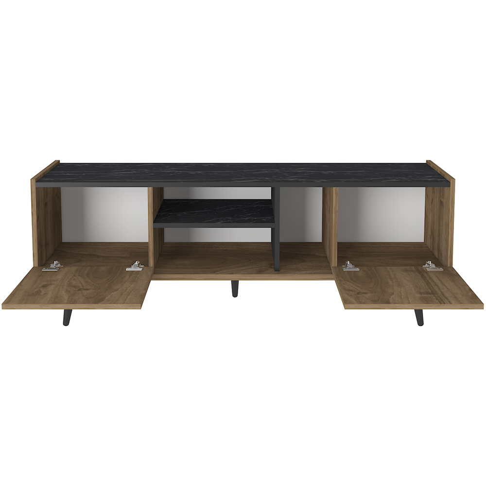 Decorotika Ecuador 2 Door 3 Shelf Walnut and Beige TV Unit Image 6