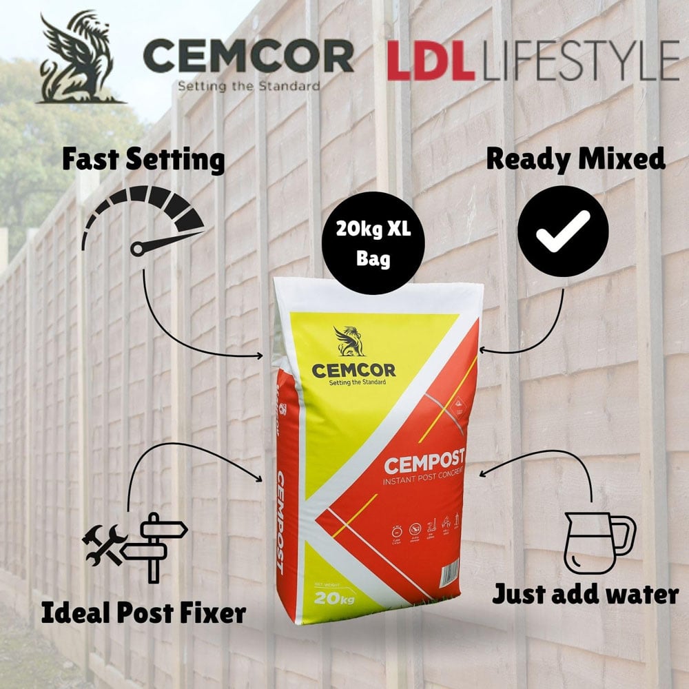 Cemcor Cempost Instant Post Concrete Bag 20kg 2 Pack Image 5