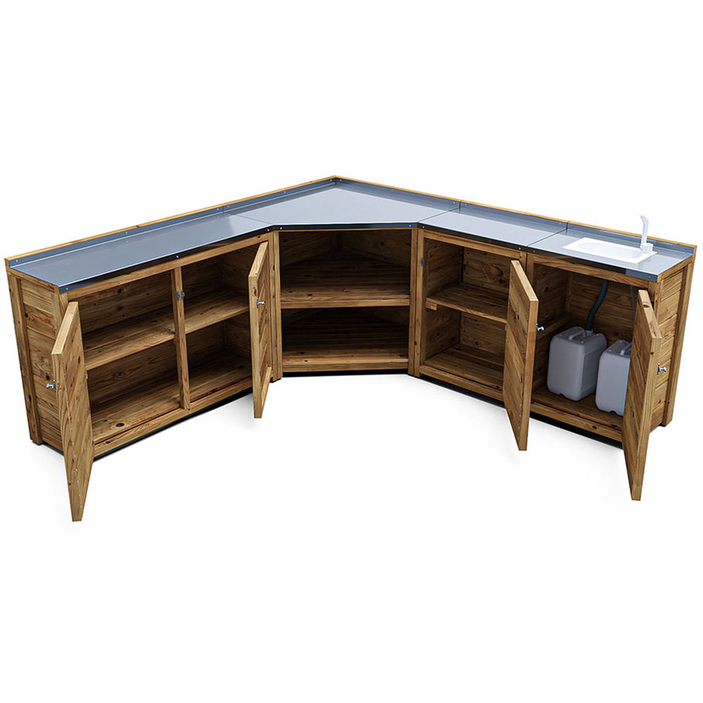 Dunster House 4 Door 2 Shelf Garden Kitchen Right Hand Sink Unit II with Stainless Steel Countertop Image 3