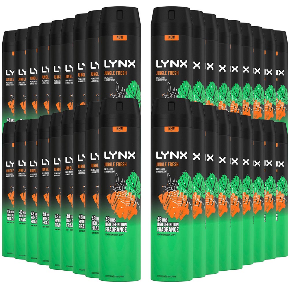 Lynx Body Spray Jungle Fresh 48H High Definition Fragrance Deodorant Spray 250ml 36 Pack Image 1