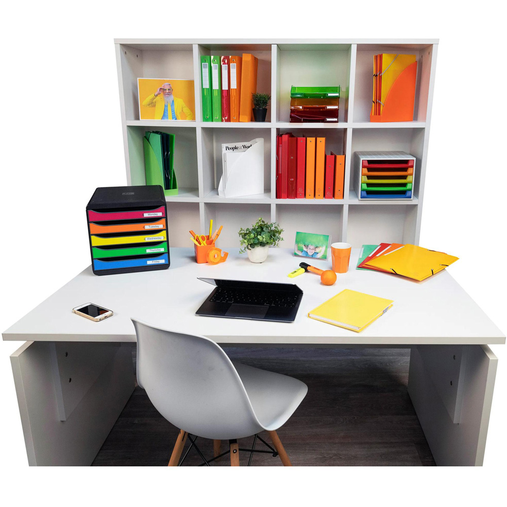Exacompta Linicolor 5 Drawer A4 Harlequin Plastic Open Storage Box Image 3