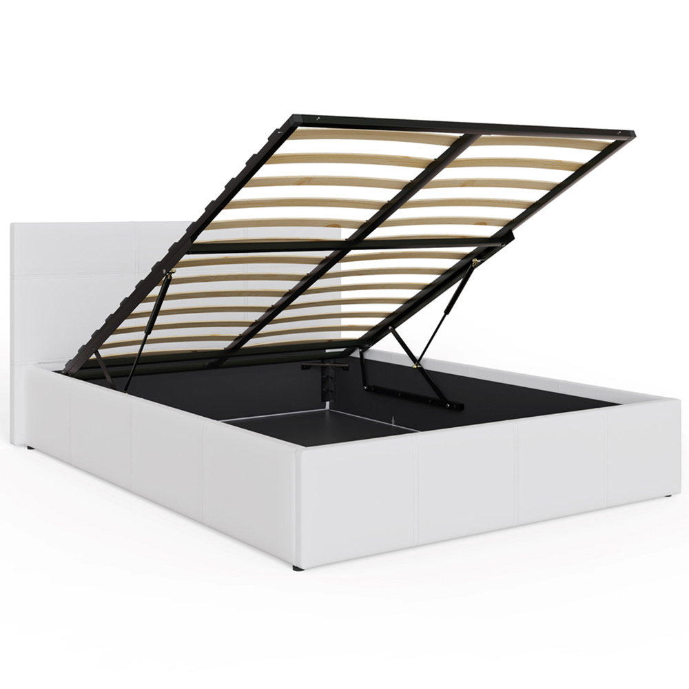 GFW Double White Faux Leather End Lift Ottoman Bed with Bonnell Mattress Image 4