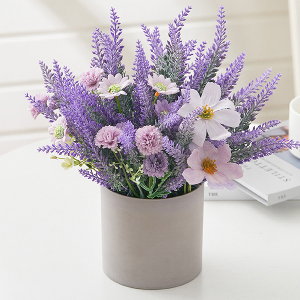 Living and Home Purple Lavender Artificial Flower in Rustic Wood Planter 17cm Image 5
