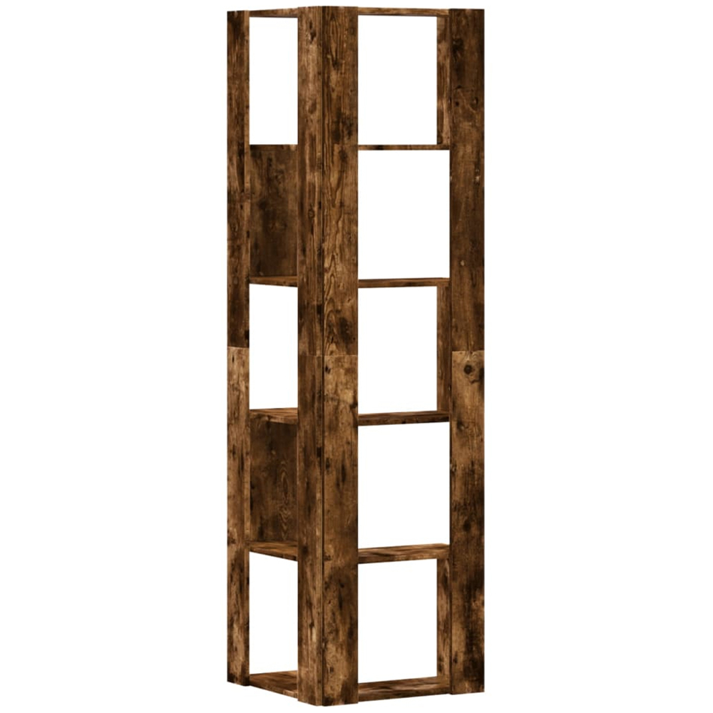 vidaXL 10 Shelf Smoked Oak Corner Bookcase Image 5
