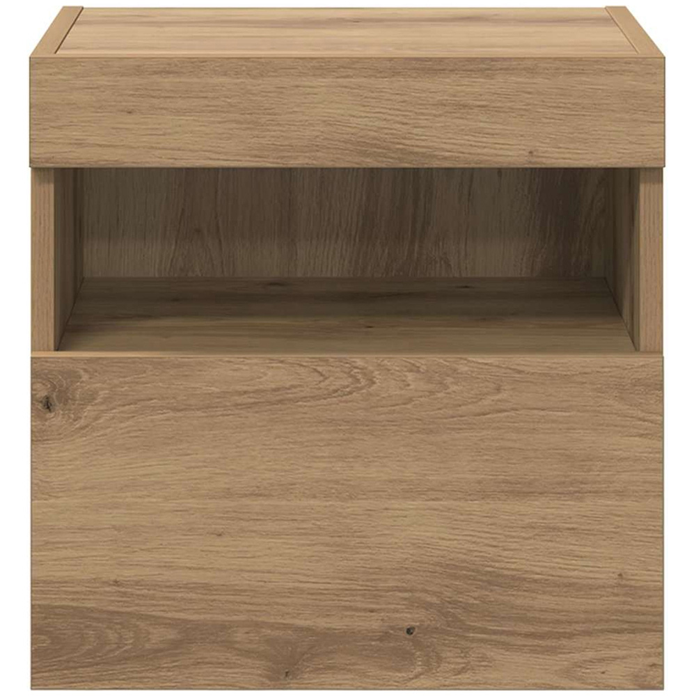 vidaXL Single Door Single Shelf Artisan Oak Wall Mounted TV Cabinet with LED Light Image 8