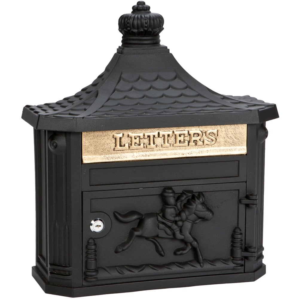 Arboria Garden Decor Black Wall Hanging Cast Aluminium Post Box Image 1