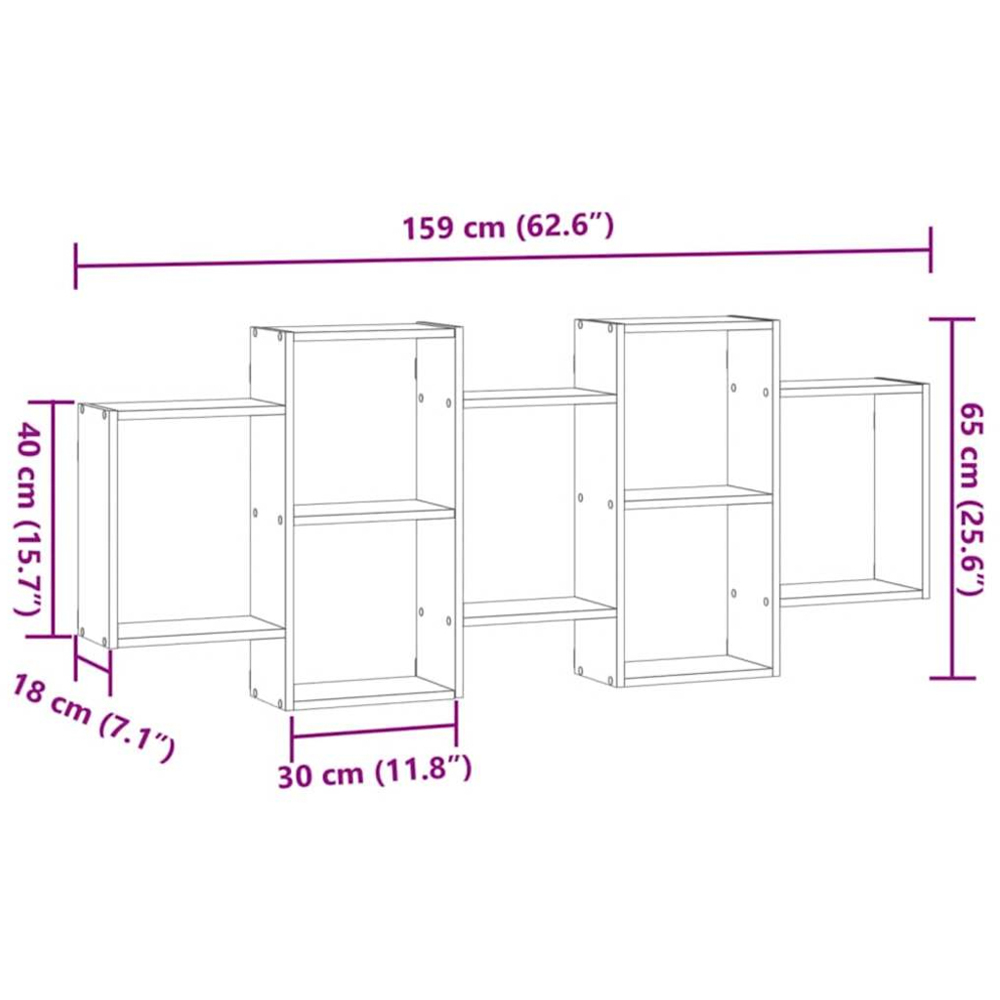 vidaXL 159 x 18 x 65cm Artisan Oak Wall Shelf Image 9