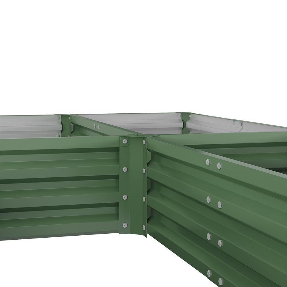 Living and Home Green U Shap Zinc Steel 5 Compartment Raised Garden Bed 243 x 241cm Image 6