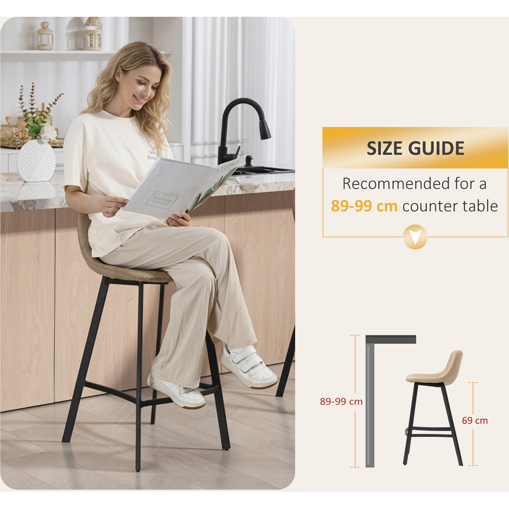 Portland Light Brown Faux Leather Bar Stool Set of 2 Image 7