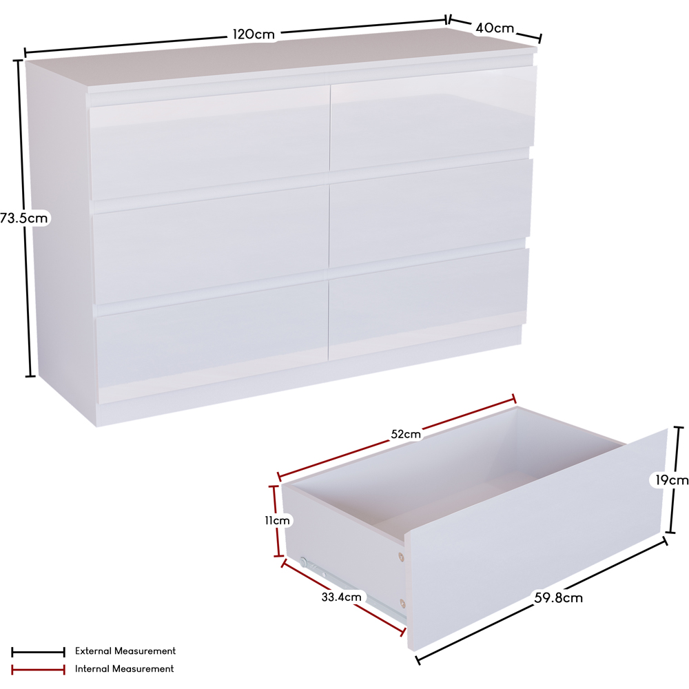 VIDA DESIGNS Glinton 6 Drawer White Chest of Drawers Image 9