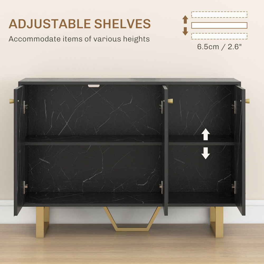 Portland 3 Door Black and Gold Tone Marble Texture Sideboard Image 5