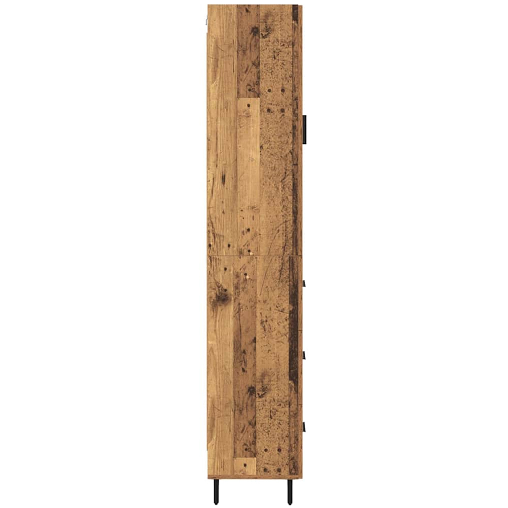 vidaXL Single Door 3 Drawer Old Wood Slim Sideboard with Metal Legs Image 9