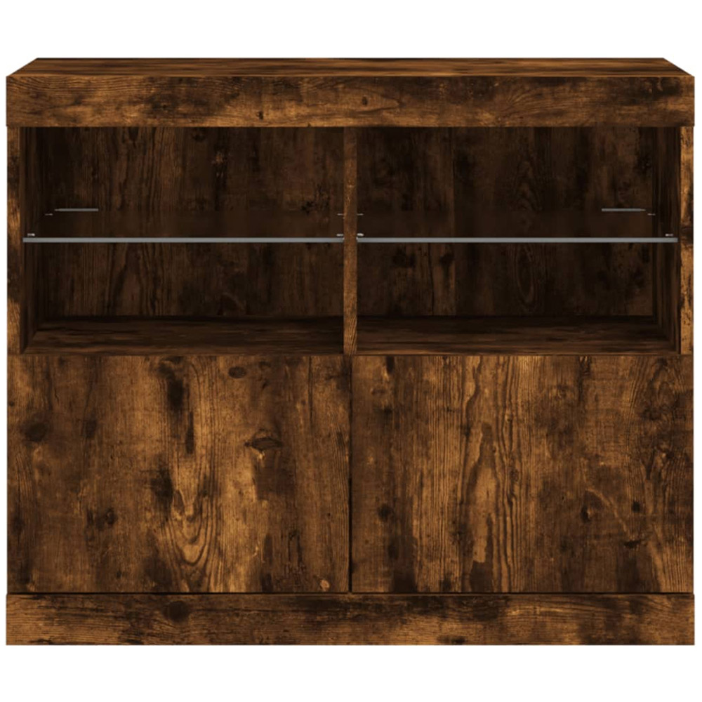 vidaXL 2 Door 4 Shelf Smoked Oak Sideboard with LED Lights Image 6