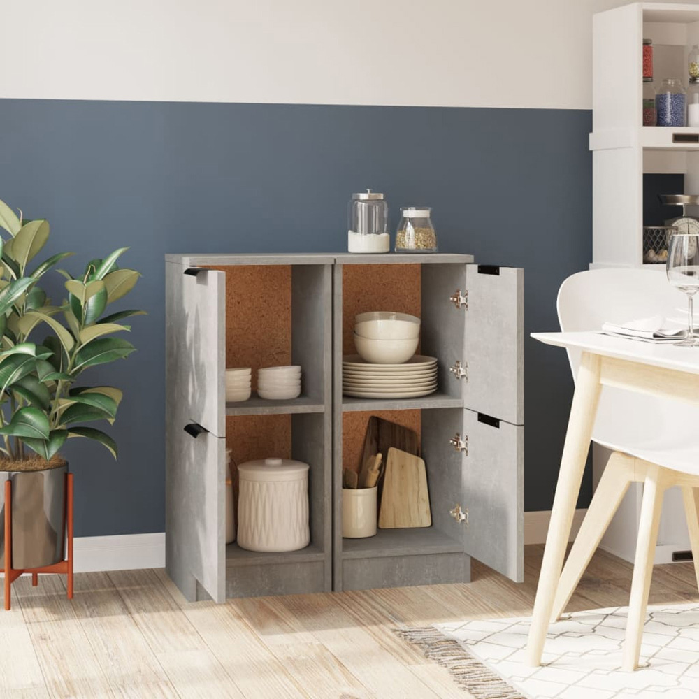 vidaXL 2 Drawer Concrete Grey Sideboard 2 Pack Image 8