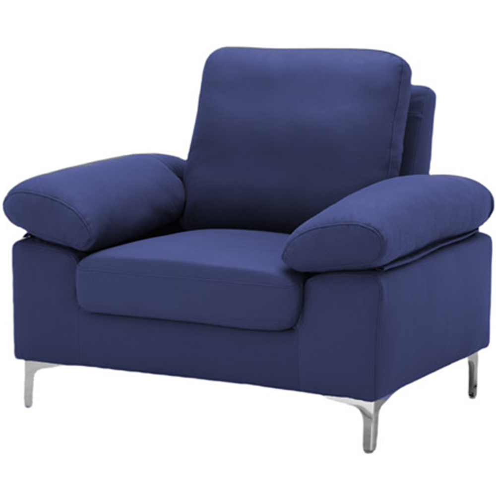 Kosy Koala 4 Seater Blue Fabric Sofa Set with Chrome Feet Image 2