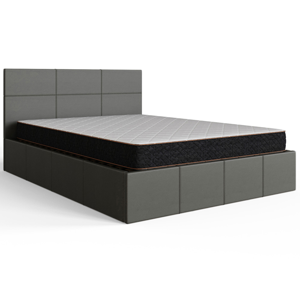 GFW Double Grey Faux Leather End Lift Ottoman Bed with Memory Pocket Spring Mattress Image 4