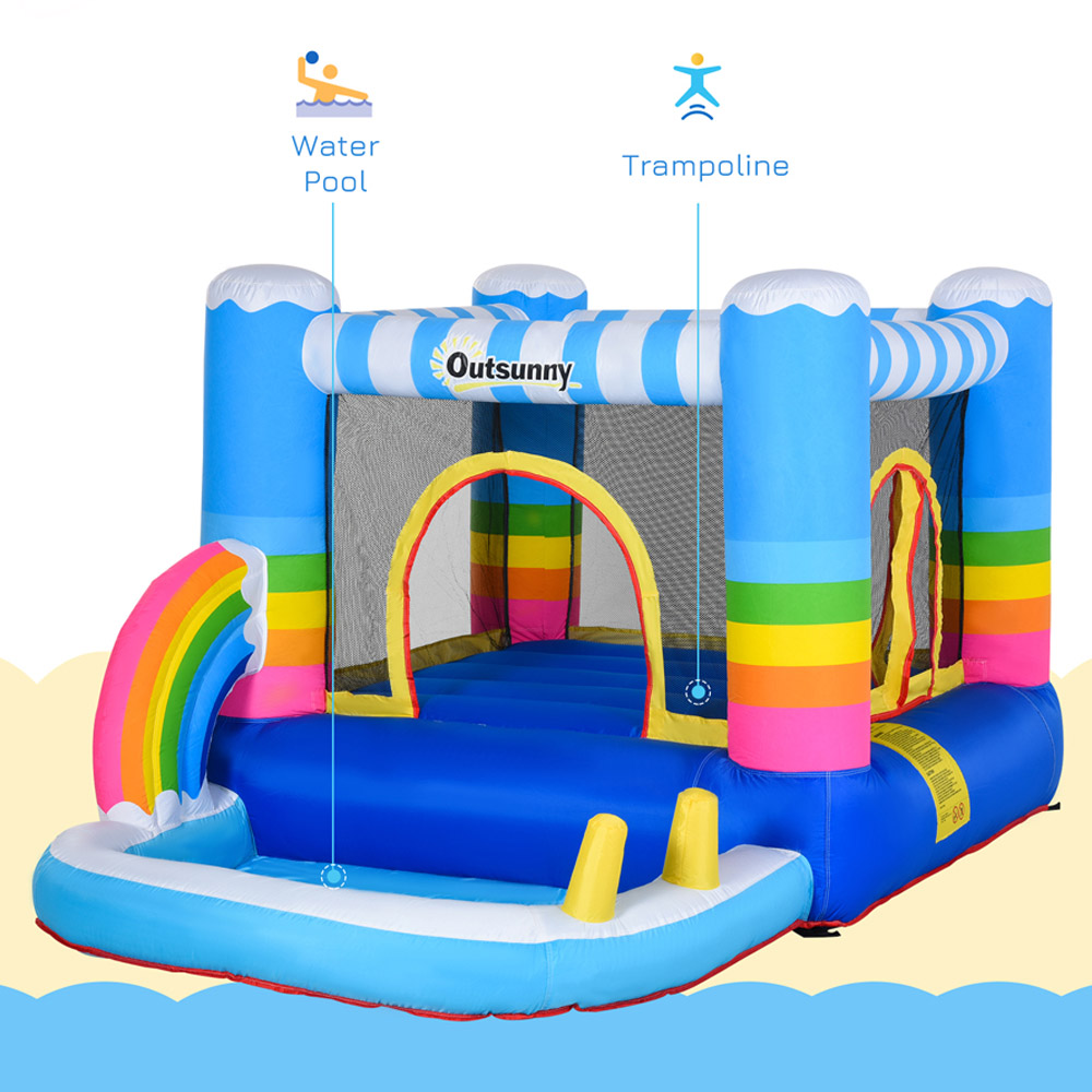 Outsunny 2-in-1 Water Pool Bouncy Castle with Safety Enclosure Net Image 4