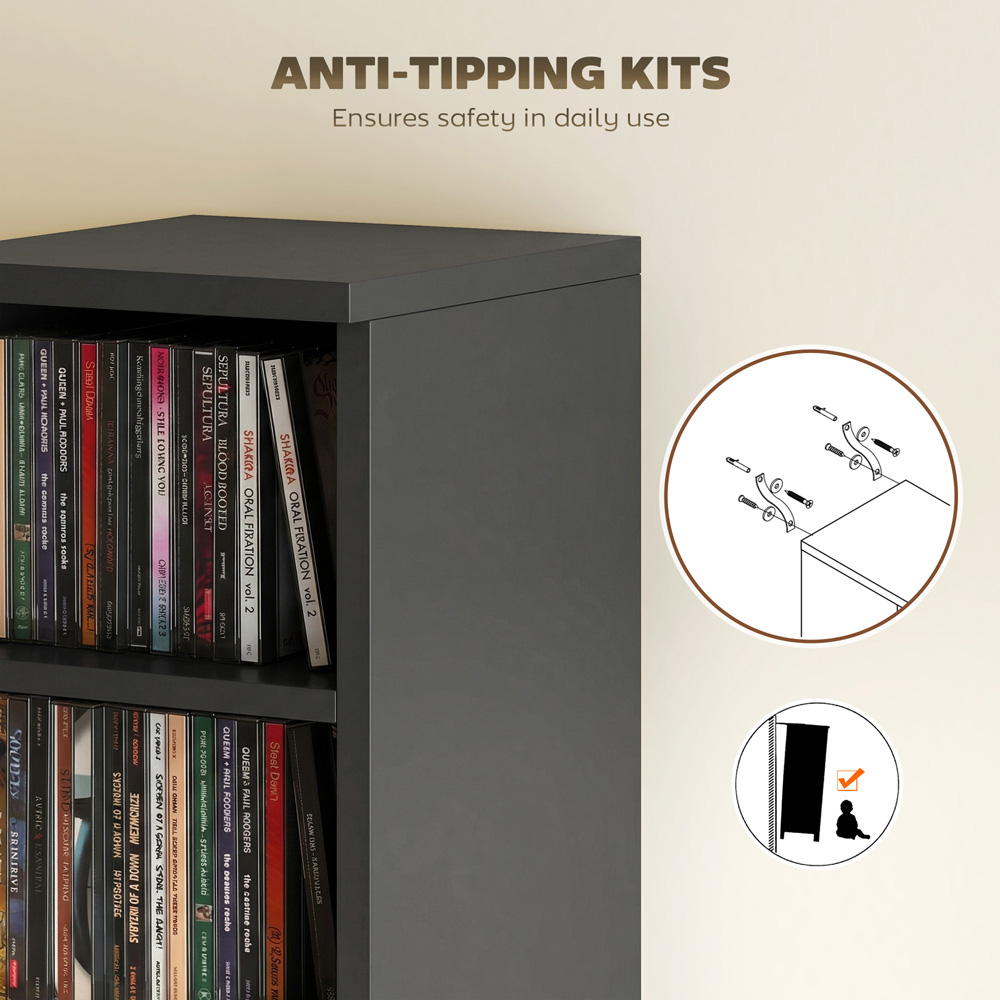 Portland 6 Shelf Black CD Storage Unit Set of 2 Image 6