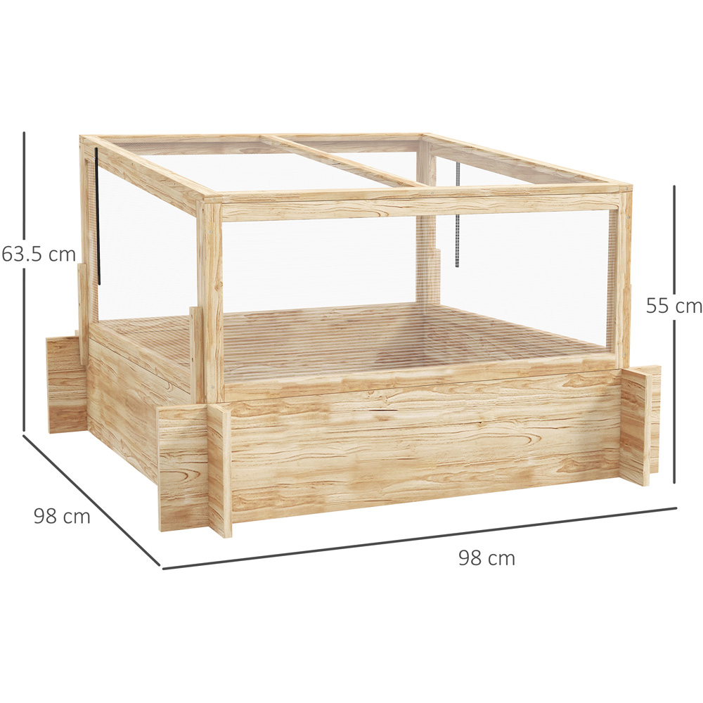 Outsunny Natural Wood Effect Raised Bed Garden Box Planter with Greenhouse Image 7