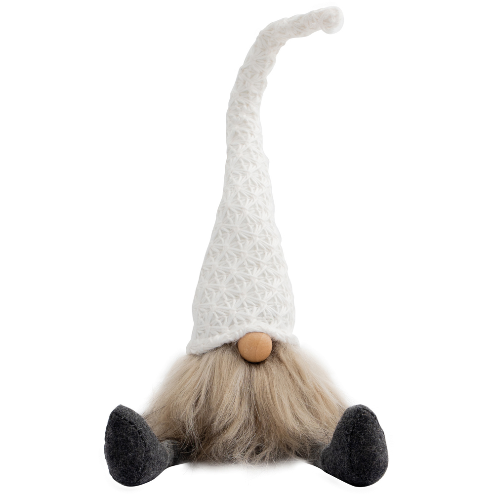 St Helens White Hat Fabric Santa Gonk Christmas Decoration Image 1