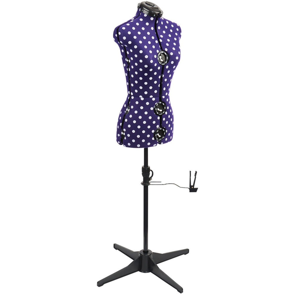 Sewing Online 5906P Purple Polka Adjustable 8-Part Dressmakers Dummy with Hem Marker Petite Image 1