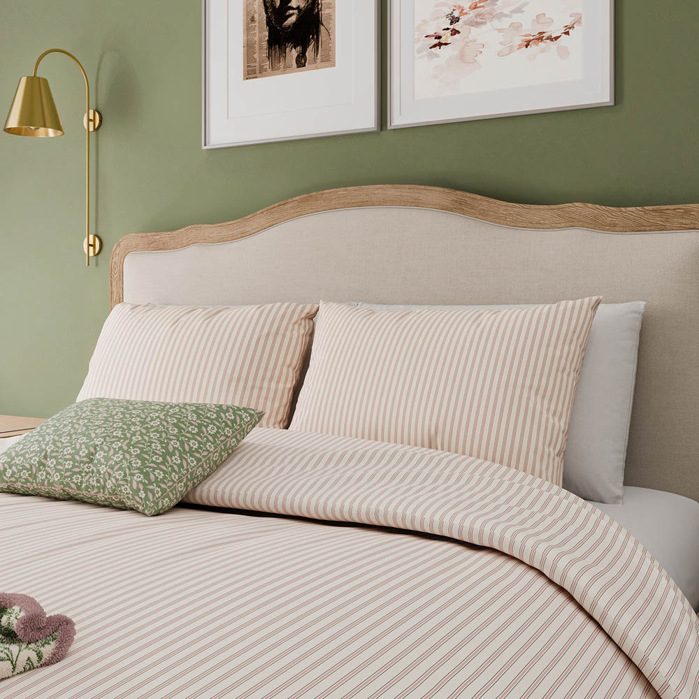 Helena Springfield Ticking Stripe King Size Green and Pink Duvet Set Image 3