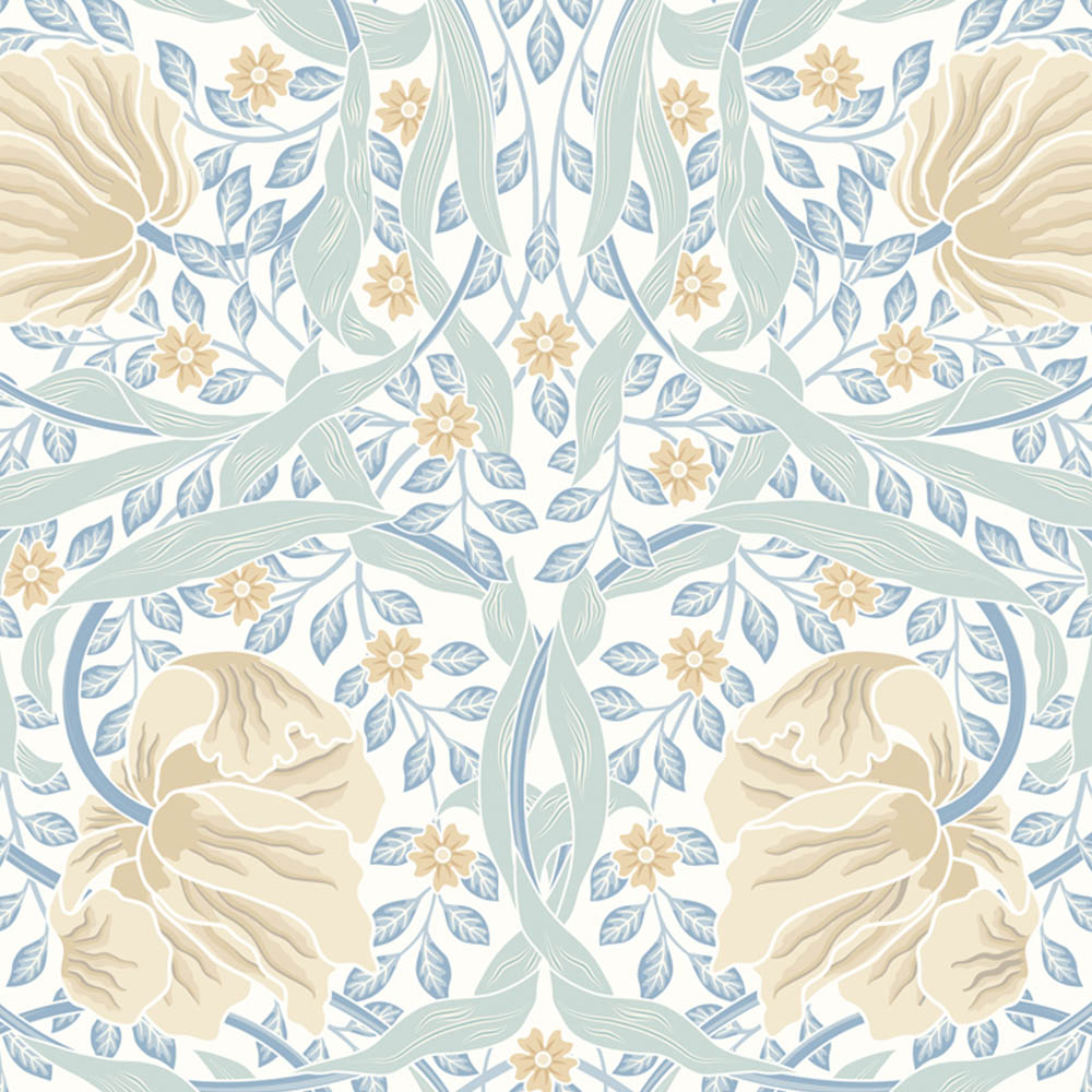 Origin Murals Flower Circle Blue Wall Mural Image 2