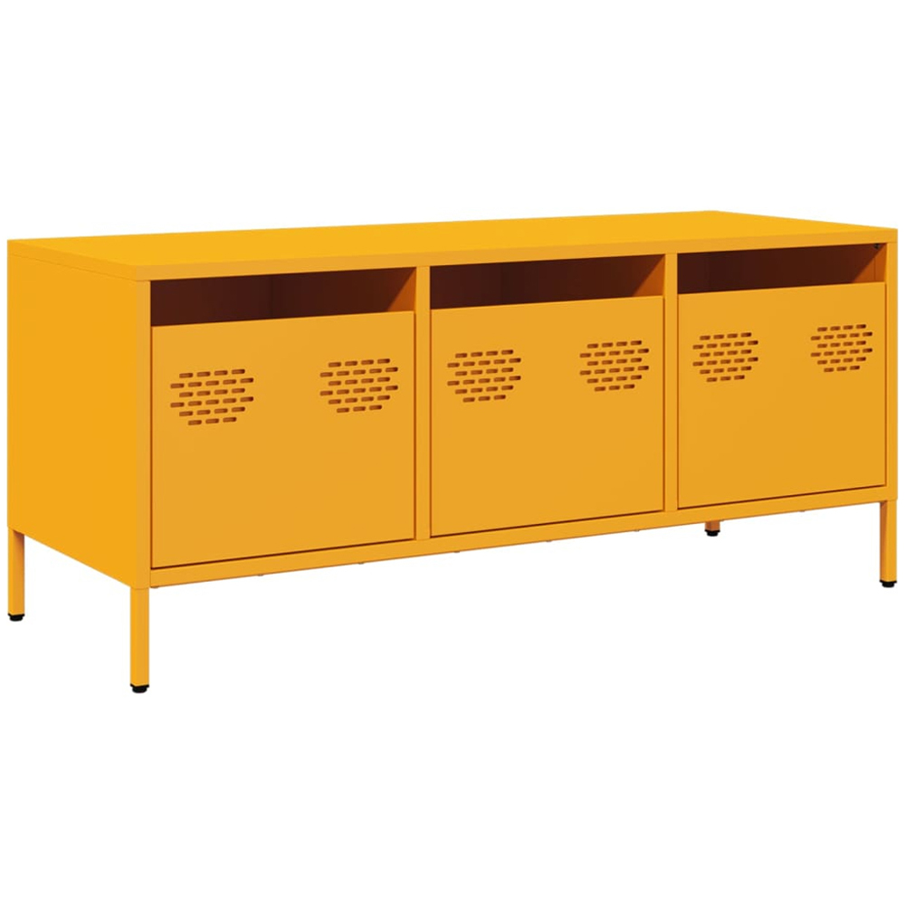 vidaXL 3 Drawer Mustard Yellow Cold-Rolled Steel TV Cabinet Image 2