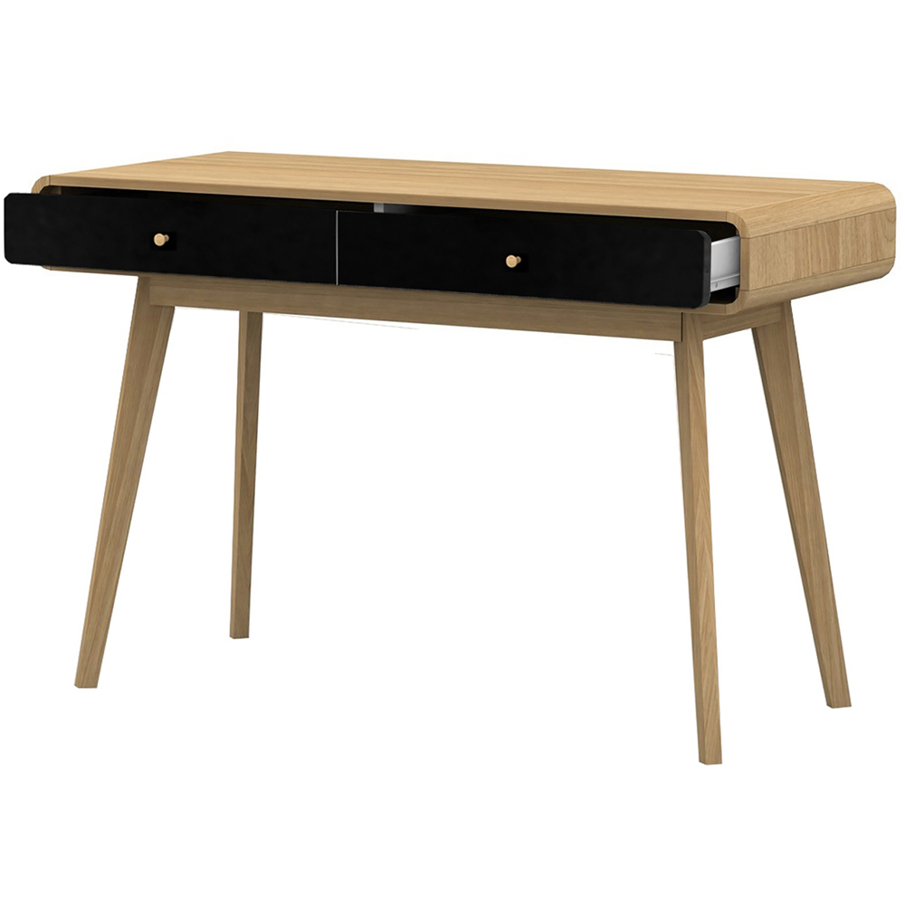 Loft24 Cassie 2 Drawer Oak Black Compact Desk Image 3