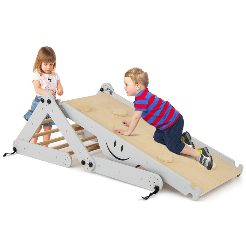 Costway Grey Montessori Foldable Climbing Set Image 1