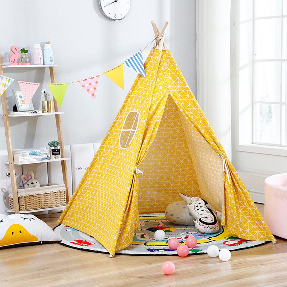 Living and Home Kids Indian Teepee Play House Yellow Image 2