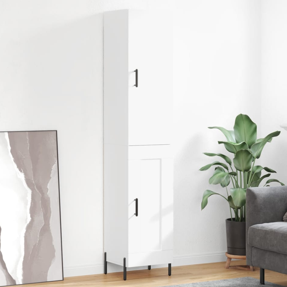 vidaXL 2 Door 6 Adjustable Shelf White Highboard with Metal Legs Image 1