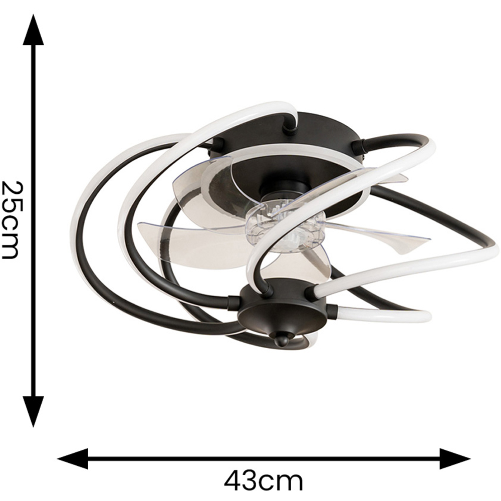 ValueLights Infinity Matt Black Swirl Integrated LED Ceiling Fan with Remote Control Image 9