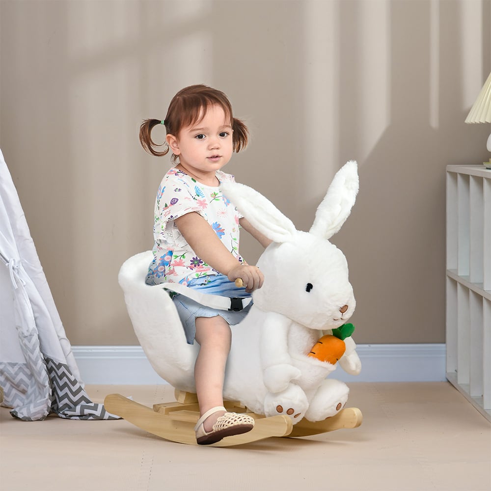 Tommy Toys White Kids Rabbit Shaped Rocking Horse Image 2