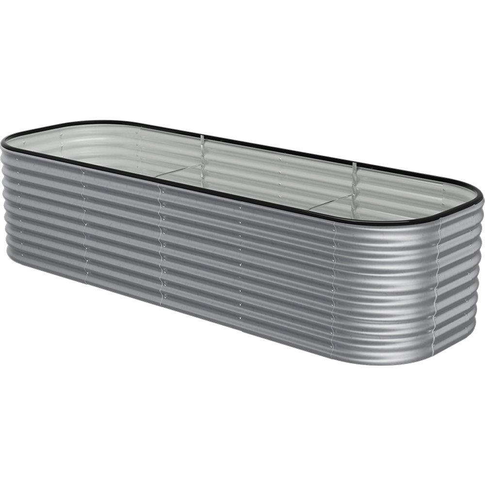 Living and Home Silver Oval Galvanised Steel Raised Garden Bed 240 x 56cm Image 1
